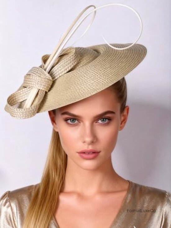 Women\'s Straw Derby Fascinator Hat Wide Brim Church Sinamay Pillbox main image 5